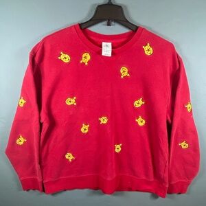 Disney Store Embroidered Winnie The Pooh Red  Sweatshirt Womens Sz XL